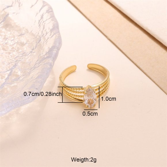 3/$35 Oval 18K Gold Plated Open Ring Stainless Steel Zirconia Crystal Diamond - Picture 5 of 8